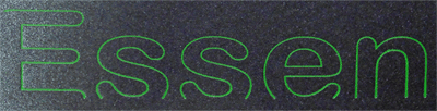 Prägestempel "Essen", hier grün auf Onyx, Format ca. B 146 x H 32 mm